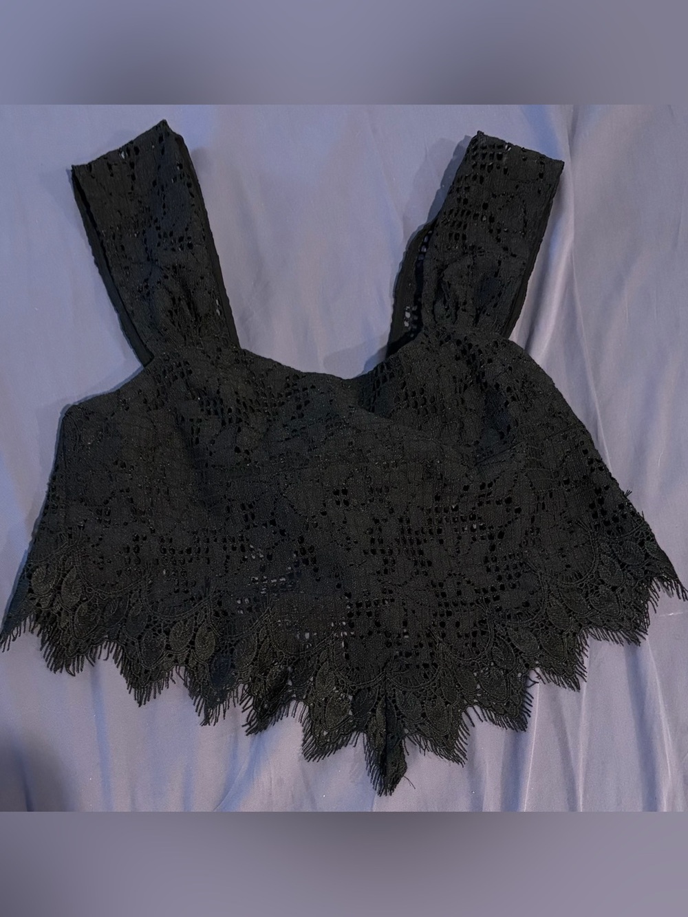 Free People Black Lace Cropped Tank Tie Back